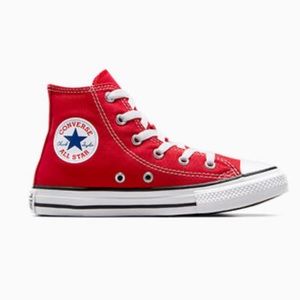 Kids red hi top Chuck Taylor unisex